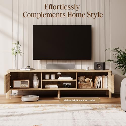 TV Stand for Living Room up to 65 Inch TVs Entertainment Center Oak 59" - Image 2
