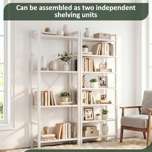 Triple Bookshelf, Free Standing Bookcase with Open Storage Shelves - Image 6