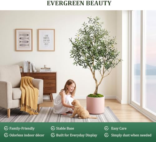 6FT Artificial Olive Tree with Natural Wood Trunk & Lifelike Olives - Image 5