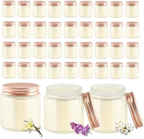 ACITHGL 36 Pcs 4oz Mini Mason Jar Candles Small Scented Candles Bulk Aromatherapy Ideal Souvenir Favors for Wedding Birthday Party (Vanilla, Lilac, Gardenia, Pink) by ACITHGL