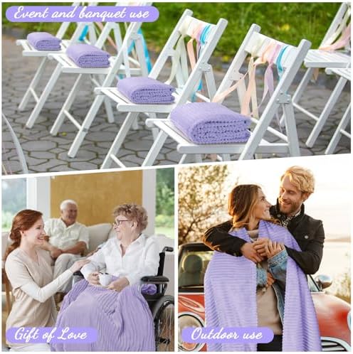Buryeah 24 Pcs Flannel Blankets Bulk,Fall Outdoor Wedding, Light Purple - Image 5