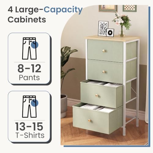 DUMOS Nightstand, Bedside Table with 4 Fabric Drawers - Image 5