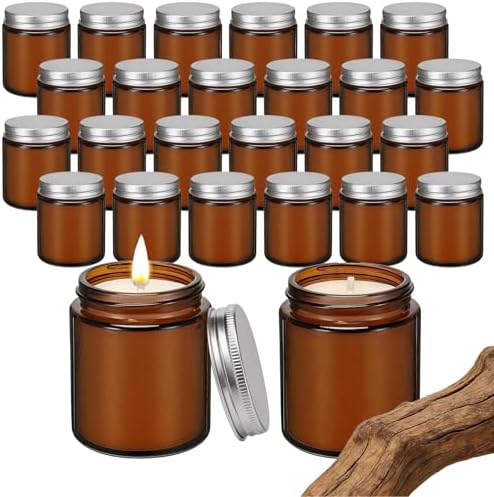 24 PCS 6oz Bulk Mini Scented Soy Candles Gift Set, Mahogany & Teakwood Aromatherapy Mason Jar Candles, Long-Lasting Relaxing Candle Favors, Ideal for Home Decor & Holiday Wedding Bulk Gifts by Trxvxo