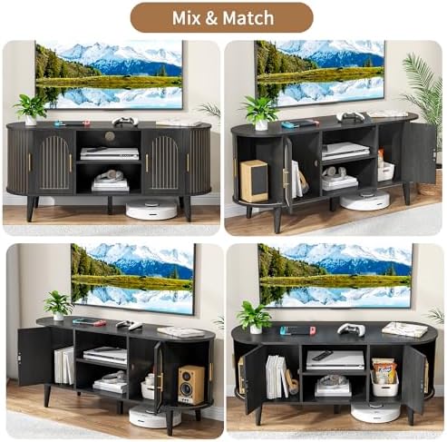 51"Fluted TV Stand for Tvs up to 60" Entertainment Center with Open Storage - Image 7