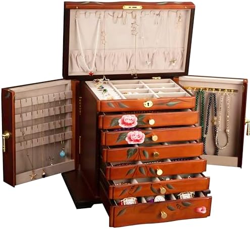 Hand-Painted Solid Wood Jewelry Box for Women, Large Vintage Organizer by WelcometotheXloverise