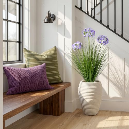 Ttranewsoo Tall Artificial Grass Plant with Purple Flowers, 35.4 Inch Faux Potted Greenery, UV Resistant Floor Plant for Indoor and Sheltered Outdoor Decor, 1 Pack - Image 6