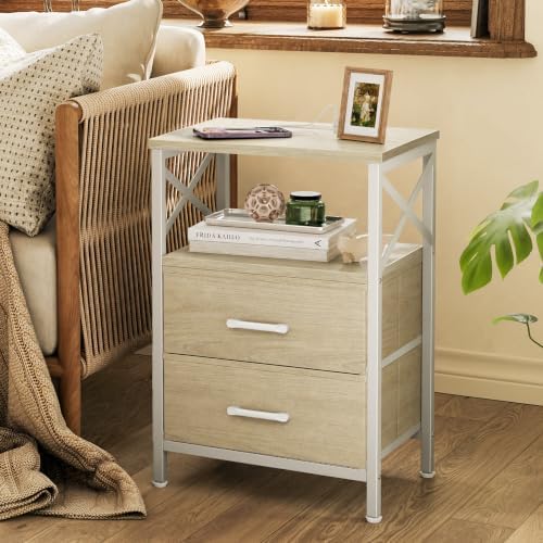 Huuger Nightstand Set of 2 with Charging Station, USB-C Port, End Tables - Image 6