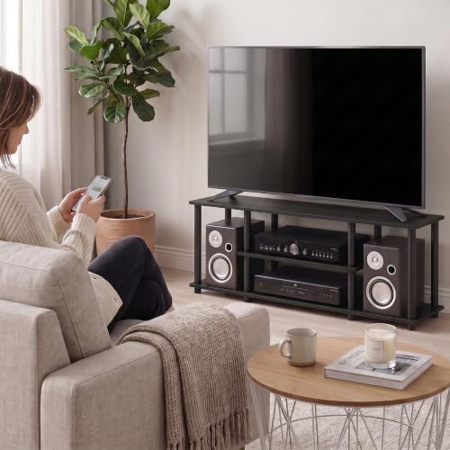 Furinno Turn-N-Tube No Tools 3D 3-Tier Entertainment TV Stand up to 50 inch TV, Round Tubes, Walnut - Image 3