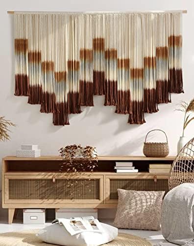 Macrame Wall Hanging Large Tie-Dye Geometric Fiber Wall Art Decor 57"W*35"L - Image 2