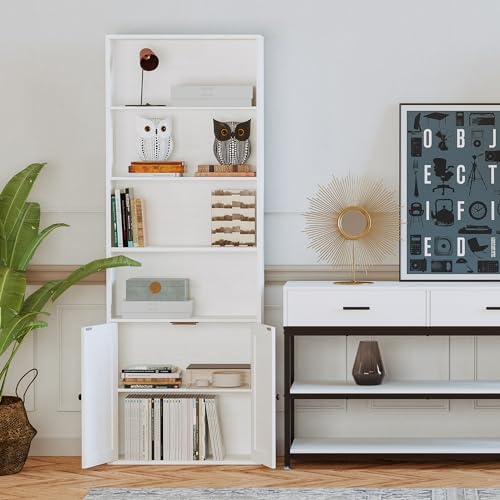 IRONCK Industrial Bookshelves and Bookcases with Doors Floor Standing 6 Shelf Display Storage Shelves 70 in Tall Bookcase for Home Office, Living Room - Image 2