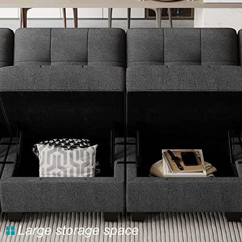 Belffin Storage Modular Sleeper Sofa Sectional Couch with Wide Chaises Convertible Sectional Sofa Bed Modular Sleeper Couch Bed Dark Grey - Image 6