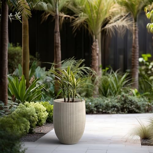 Kante Large Round Bullet Weathered Concrete Planter 21.7" Tall, Outdoor - Image 4