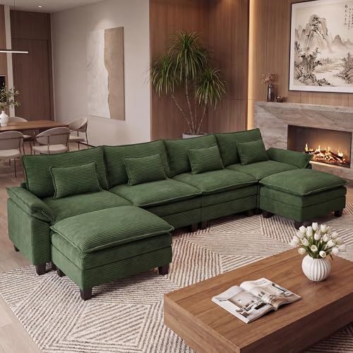 URRED Oversized Modular Sectional Sofa，Solid Green：157" U Shaped by URRED