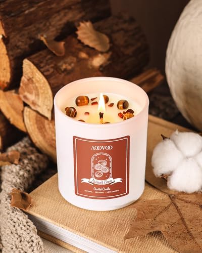 AOOVOO Nutmeg Beans Scented Candles for Women - Aromatherapy Candle with Crystals Inside, 10oz Soy Candles for Home Scented, Birthday Gifts Valentines Day Candle for Women Mom - Image 6