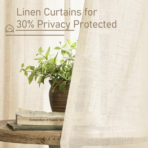 LAMIT Beige Linen Curtains for Living Room 2 Panels Set for Living Room - Image 5