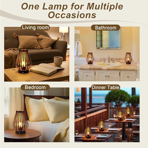 JHY DESIGN Dimmable Touch Bedside Table Lamp 8.5''H Rechargeable Battery Powered Lamp with LED Edison Style Bulb Cordless Accent Lamp for Weddings Parties Patio Events for Indoors Outdoors - Image 6