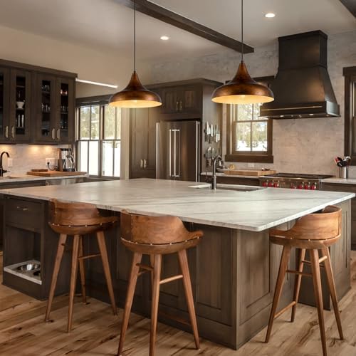Lingkai 12.6" Farmhouse Pendant Light, Rustic Vintage Hanging Light Fixture Ceiling Mount Lamp for Kitchen Island Dining Room - Image 5