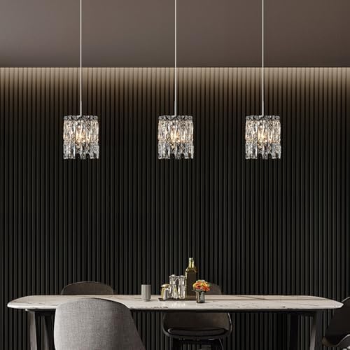 1-Light Modern K9 Crystal Pendant Lights Kitchen Island, Chrome - Image 3