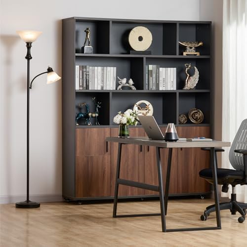 Torchiere Floor Lamp with Adjustable Angle Reading Lamp-Black 71IN - Image 6