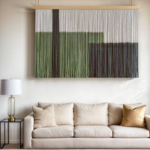 Sdjazl Woven Boho Macrame Wall Hanging Home Decor Tapestry Dip-Dyed Large Modern Fiber Colorful Mountain Landspace For Living room (black) - Image 2