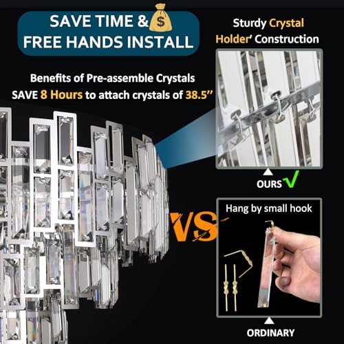 Entryway Chandeliers for High Ceilings Chrome Crystal Chandelier - Image 2
