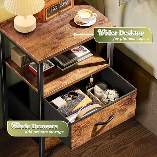 Huuger Night Stand Set of 2, Nightstand with 2 Drawers, Bedside Table - Image 5