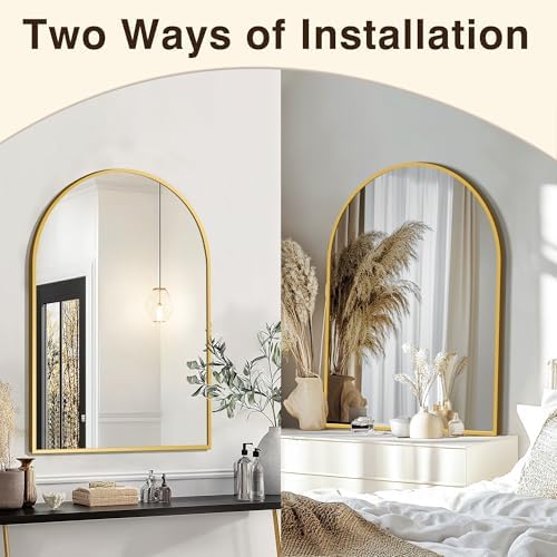 FICTOR 24" x 36" Arched Bathroom Vanity Mirror for Over Sink, Gold - Image 4