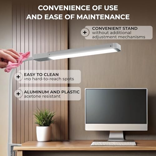 LK LISA KON LED Desk Lamps for Home Office, Eye-Caring Desk Light, Economic Nail Lamp for Desk, Dimmable Table Lamp, Reading lamp with Strong Fastening and Clamp - Image 5