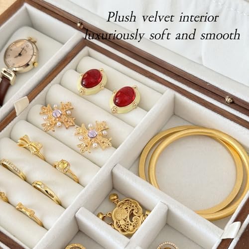 Bescott 2 Layer Solid Black Walnut Wooden Jewelry Box for Women Wood Vintage Organizer for Men Earrings Rings Necklaces Bracelet Watch Storage - Image 2