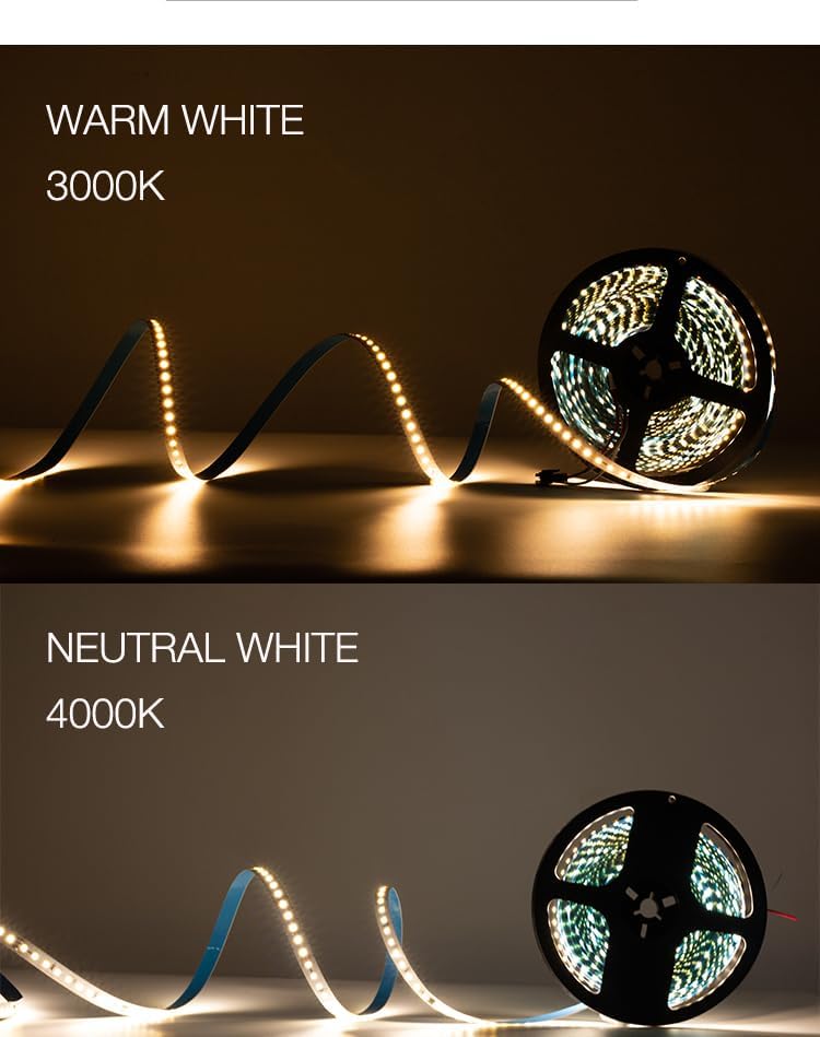 Running Water Effects Smart LED Strip Lights 3000K-3200K Warm White, 33FT 2835 SMD DC24V Addressable Led 1903IC 120Leds/M LED Strip for Bedroom, Kitchen,Home Decor Lighting - Image 6