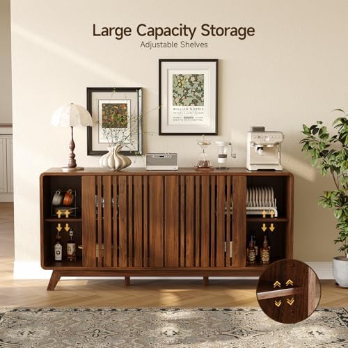 ONBRILL Sideboard Buffet Cabinet with Storage, Fluted Kitchen Cabinet - Image 5