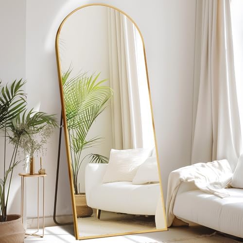 DUMOS 65"x24" Arched Full Length Mirror with Stand, Full Body Floor Mirror - Image 2