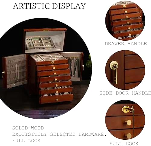 Solid Wood Jewelry Box, 9-Layer Large Jewelry Organizer for Women - Image 2