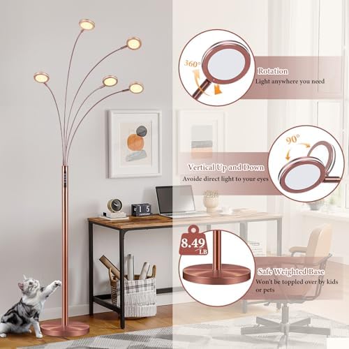 Bairth LED Arc Floor Lamp with Remote,2250LM Dimmable Floor Lamp with Timer - Image 6