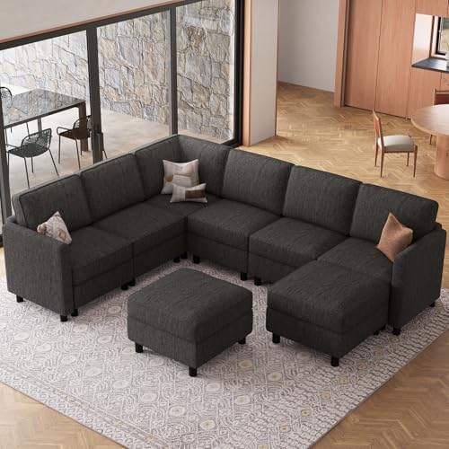 Belffin 107.1" 8 Seats U Shaped Couch Modular Sectional Sofa Seat Couch with Storage Comfy Washable Sectional Couches for Living Room Sofas Set with Chaise,Dark Grey - Image 7
