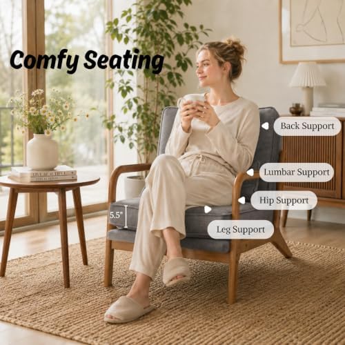 Karl home Mid-Century Modern Accent Reading Chair, Grey - Image 3