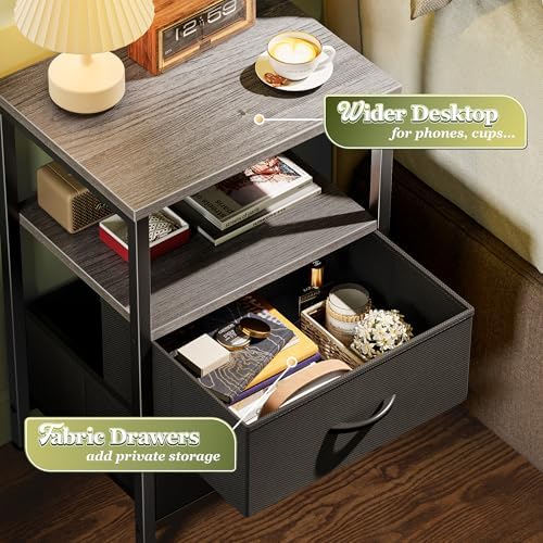 Huuger Night Stand with 2 Drawers, Bedside Table with Open Shelf - Image 5