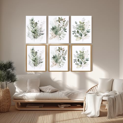 LLEEMPI Framed Sage Green Botanical Wall Art Set of 3, 16x24 Inch Prints - Image 6