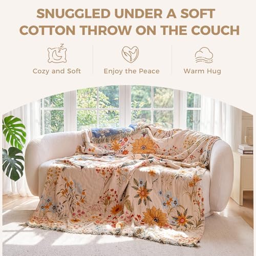LUTBM Boho Throw Blanket for Couch 50"x60", Cotton Decorative Bed Throws - Image 4