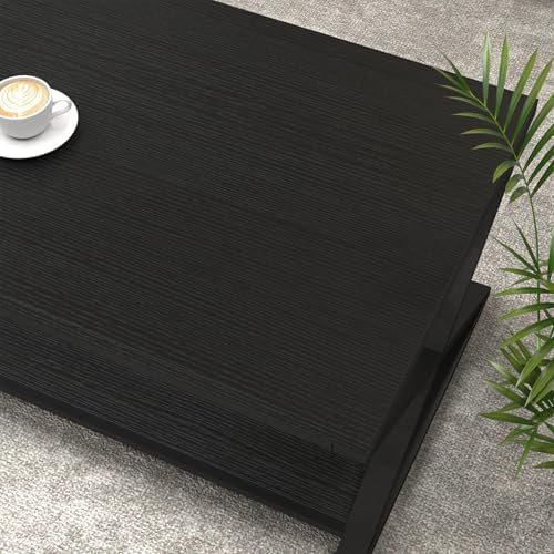 HSH 39" Rectangle Coffee Table with Storage for Living Room, Black Oak - Image 6