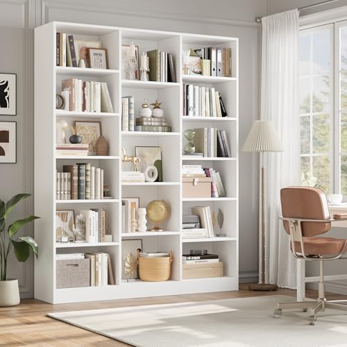 FACBOTALL Triple Wide Bookshelf, Large Bookshelf with 17 Display Shelves - Image 2