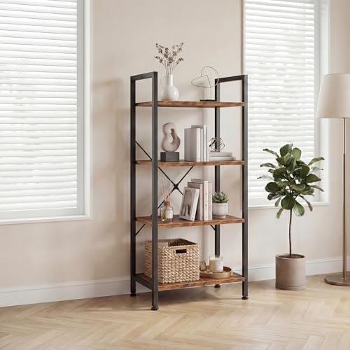 DUMOS 4-Tier Bookshelf, Tall Bookcase, Storage Organizer - Image 2