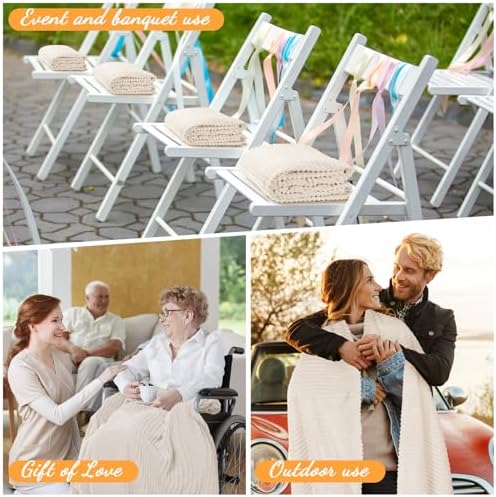 Buryeah 24 Pcs Flannel Blankets Bulk,Fall Outdoor Wedding, Beige - Image 4