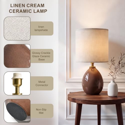 Dawnwake 17.7" Ceramic Table Lamps Set of 2 for Living Room Bedroom, Coffee - Image 4