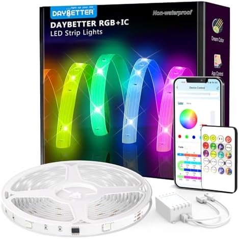 DAYBETTER Smart IC LED Strip Lights, BGRIC LED Lights for Bedroom 32.8 FT, DIY Multiple Colors on One Line, App Control Color Changing Strip Lighting Music Sync Home Decor(1 Roll) by DAYBETTER