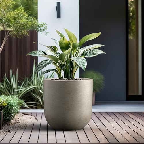 Kante Large Round Capsule Weathered Concrete Planter 16.5" Dia, Outdoor - Image 6