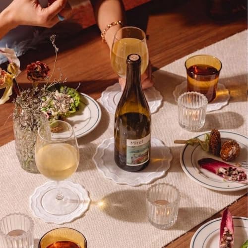 Linen Coasters for Drinks, Set of 6, 6 inch, White - Image 6