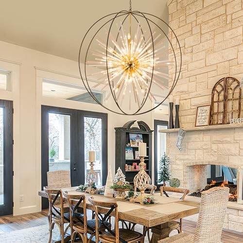 Vezzio Black and Gold Crystal Chandelier for High Ceiling Foyer Entryway - Image 5