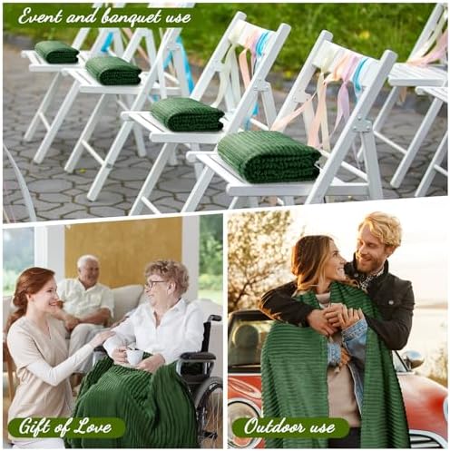 Buryeah 12 Pcs Flannel Blankets Bulk,Fall Outdoor Wedding, Dark Green - Image 4