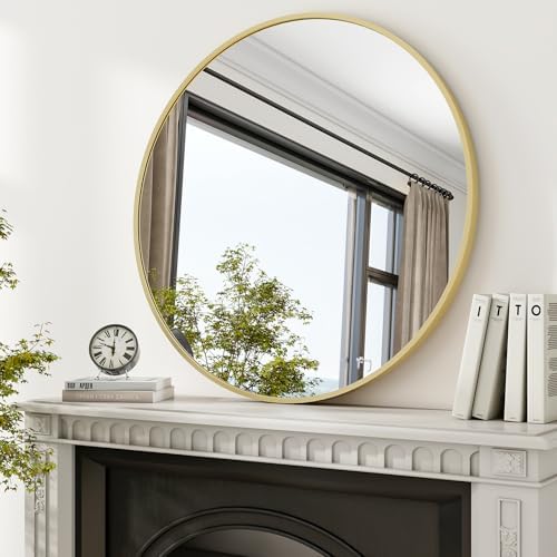 XRAMFY 36 Inch Round Mirror-Gold Circle Mirrors for Bathroom, Entryway by XRAMFY